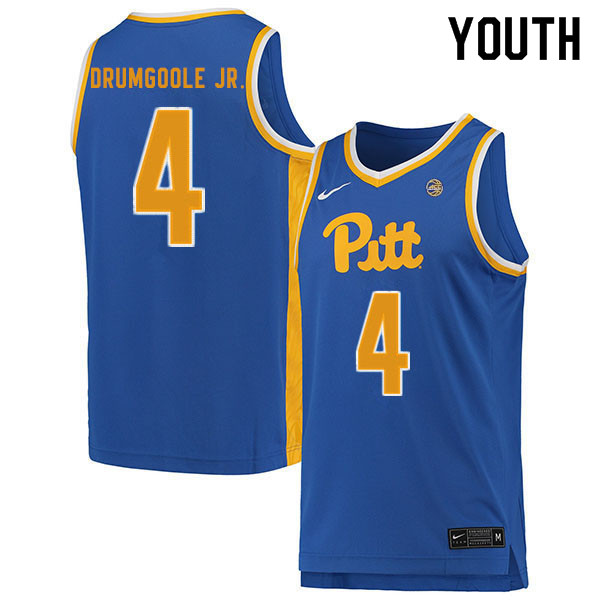 Youth #4 Gerald Drumgoole Jr. Pitt Panthers College Basketball Jerseys Sale-Blue
